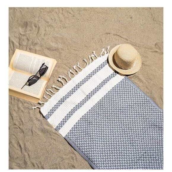 Multi-Purpose Turkish Towels, 2-Pack, 100% Turkish Cotton, 39 x 18 Grey - Picture 1 of 3